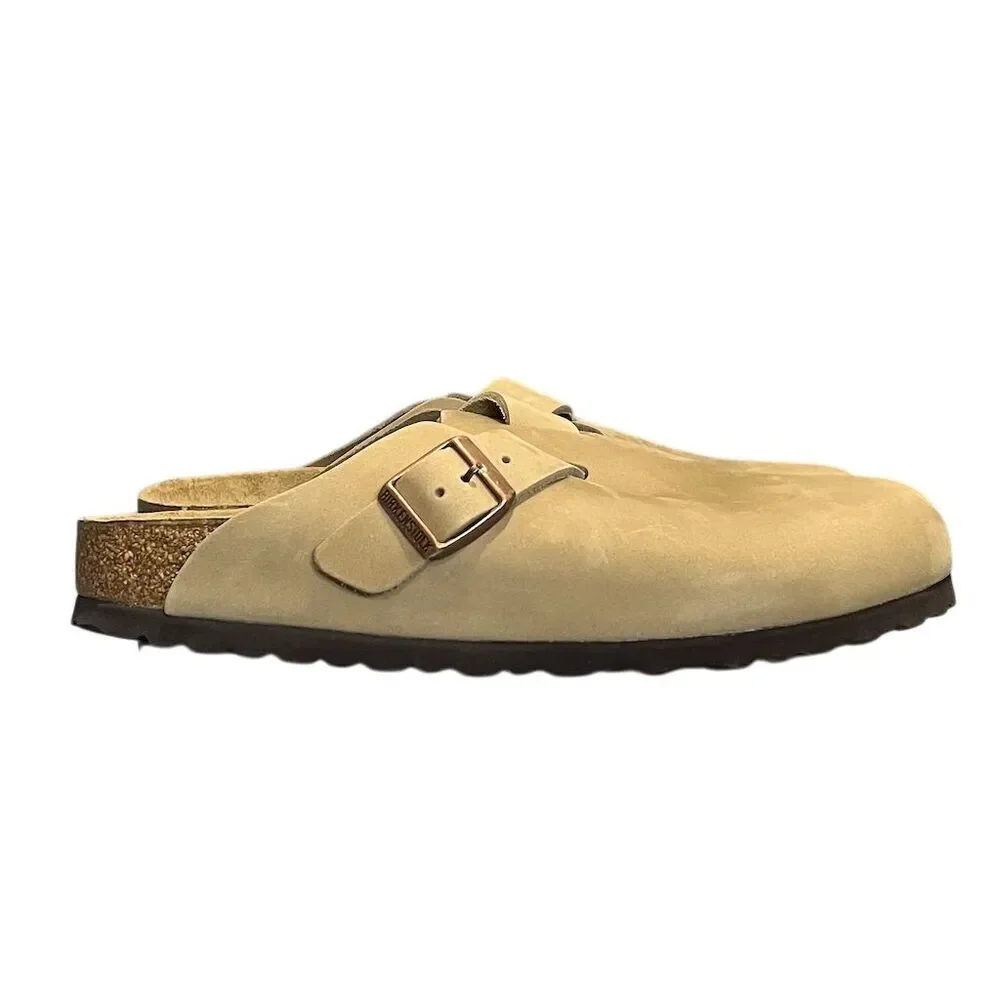 Birkenstock Boston Unisex Clogs Beige Suede Leather L8/M6 Boho Hippie Summer - Picture 7 of 15